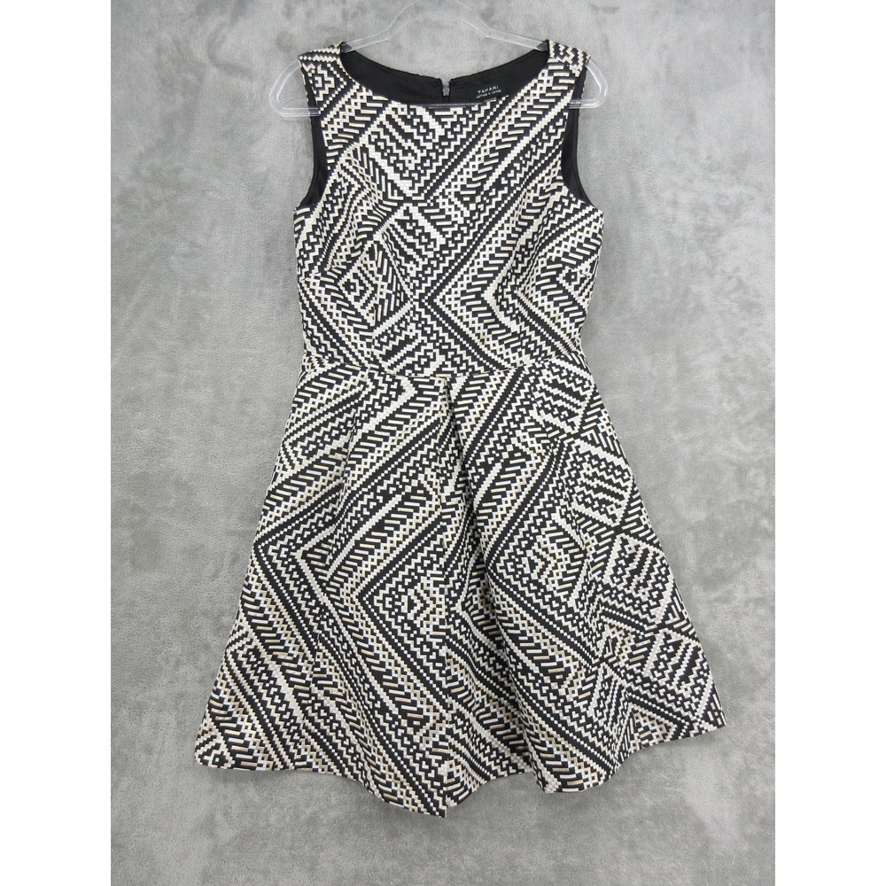 Tahari Dress Womens Size 8 Metallic Fit & Flare Pleated Party Holiday Event Zip